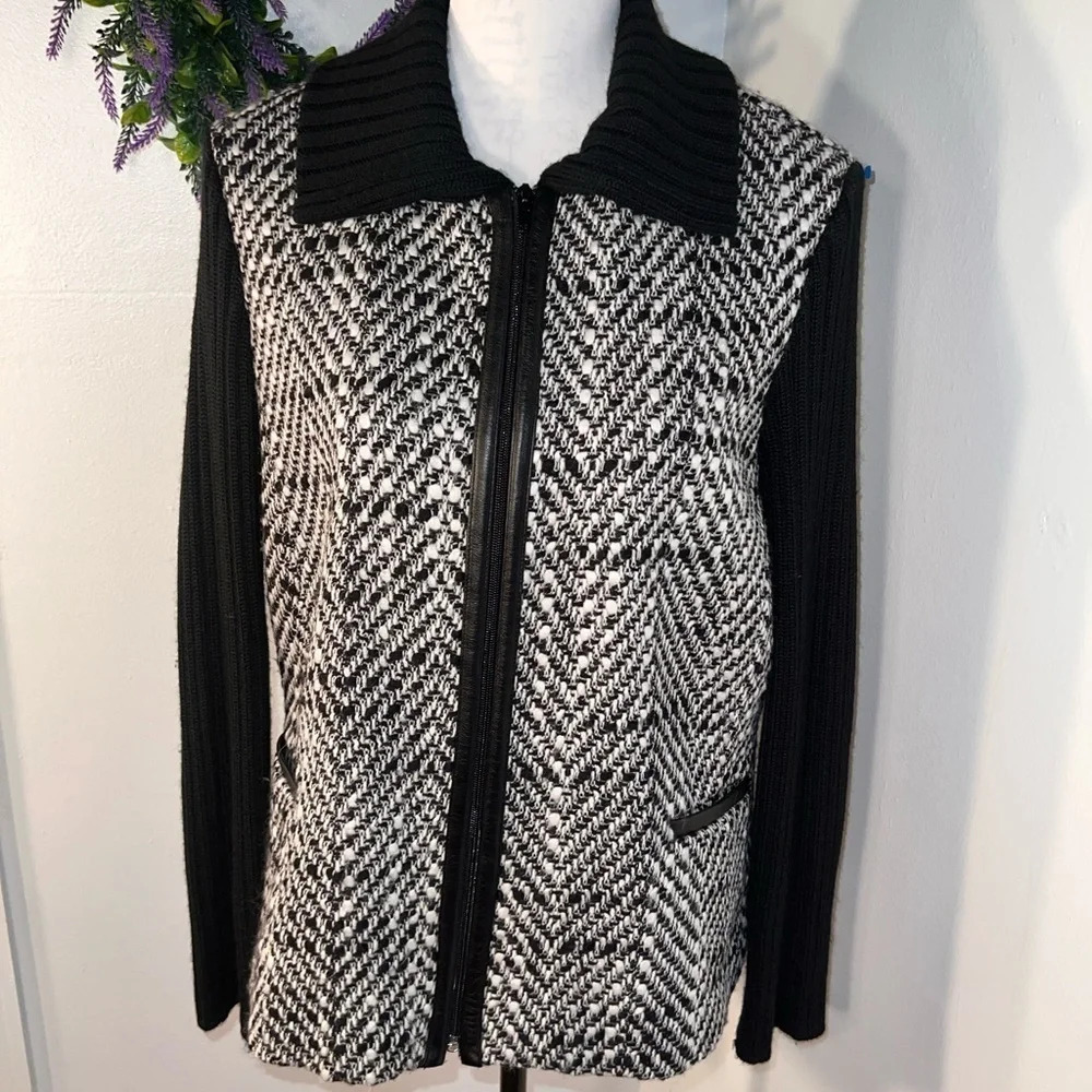 Conrad C collection, 12, vintage wool in herringbone pattern,‎ zip front jacket